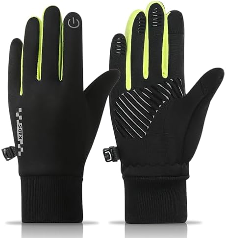 （09:00時点） 【暖かさ100%】 防寒手袋 手袋 キッズ 【撥水加工技術・動きやすい中厚手】 防寒グローブ 子供用手袋 タッチパネル対応 防風 保温 男の子 滑り止め 自転車グローブ サッカー手袋 インナー手袋 スポーツ 通学 (K-グリーン, L)