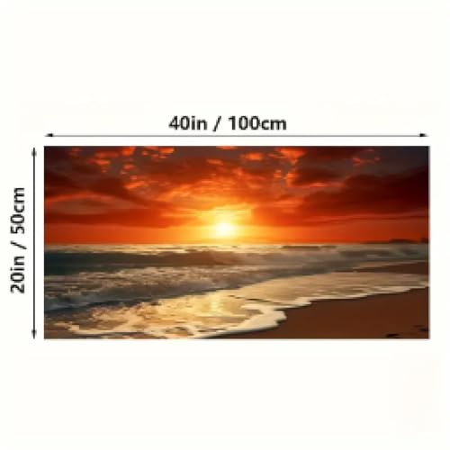 Coucher de soleil sur la plage de l'ocean toile format panoramique pour mur
