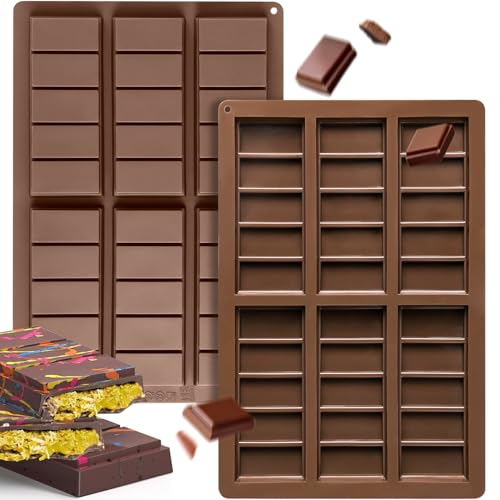 2 moldes de silicona para bombones de Dubai, forma de barra de chocolate, forma profunda con rascador y bolsa para caramelos de chocolate, sin BPA