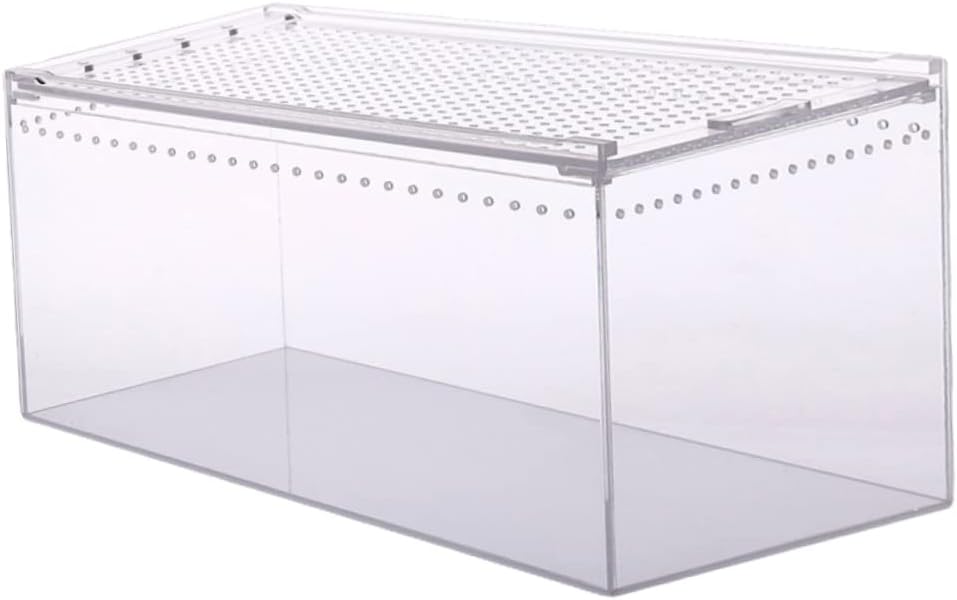 Transparent Acrylic Reptile Feeding Box Leakproof Breeding Container for Snakes Spiders Frogs and Turtles Easy Care Habitat
