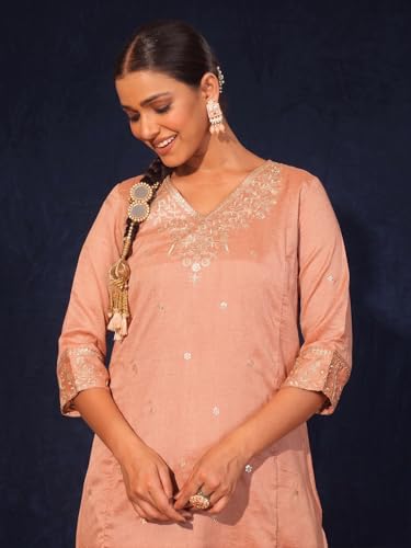 Image of Naixa Women's Vichitra Silk Embroidered A-Line Kurta with Pant and Dupatta Sets (NX-845)