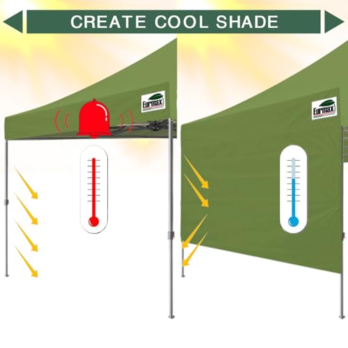 Image of Eurmax USA 10x4.8 Pop Up Canopy SunWall-UV Protection for Tents,Blocks Sunlight&Wind,Water Resistant Side Wall Only,Easy Hook & Loop Installation,Fit for 10FT Straight Leg Shelters&Gazebo,Field Green