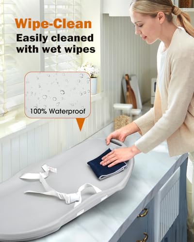 Widitn Baby Changing Pad, Soft & Wipe-Clean Changing Pad with Strap, EVA Waterproof Changing Table Pads for Dresser Top, Non-Slip Bottom, Lightweight, 30”×16” - Image 3
