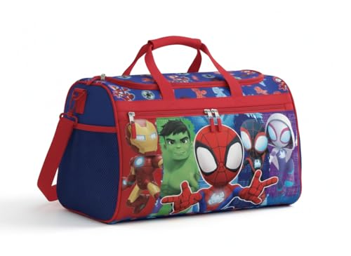 Image of Marvel Spidey and Friends Kids Duffle Bag 16.5 inch - Travel & Sports Bag with Zipper Pocket, Mesh Sides & Strap