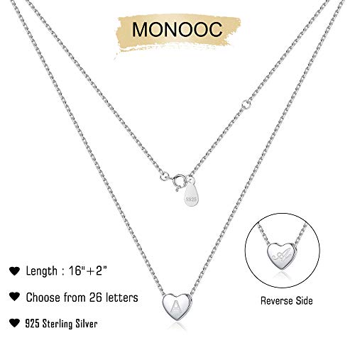 Monooc S925 Sterling Silver Initial A Necklace, Heart Necklace Girls Necklaces Letter Necklace For Women Girls Gold Necklace For Women Initial Necklace For Gilrs Gifts Jewelry For Girls #TOP5