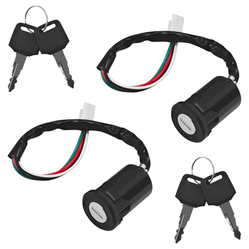ESWW Ignition Switch with Keys Ignition Lock Cylinder 4 Wire Pin Spark Plug Key Switch for 50cc 70cc 90cc 110cc 125cc TaoTao Chinese Pit Dirt Bike Ebike Scooter Pocket ATV Mini Quad 4 Wheeler Parts