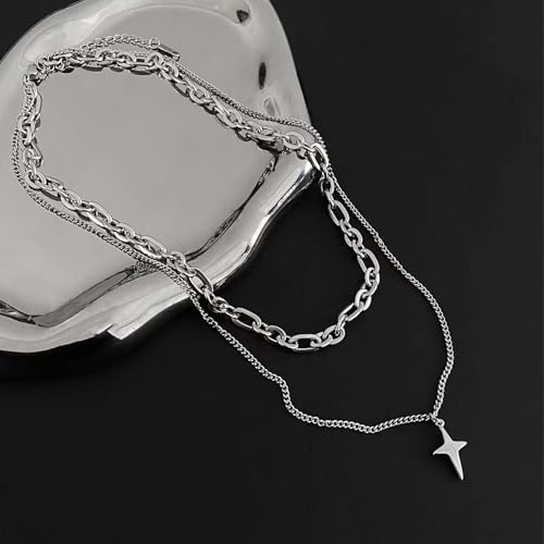 Image of Gothic Jewellery, Crescent Moon and Star Necklace with Chain Bracelet for Men, Punk Accessories, Gothic Bracelet for Men, Unisex Fashion Statement