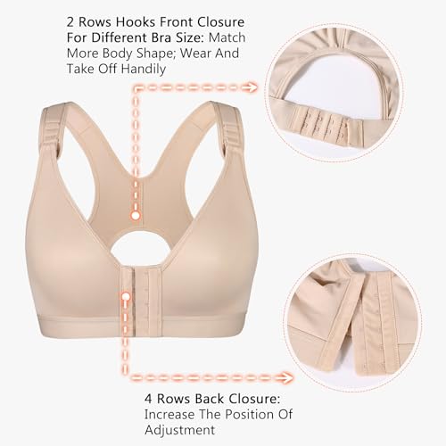 HACI Post Surgical Bra Front Closure Non Padded Wirefree Racerback Adjustable Wide Strap Mastectomy3