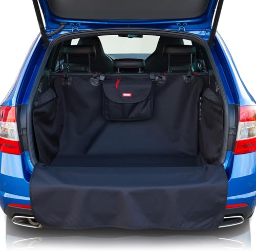 BARTSTR Kofferraumschutz Hund 200x110 cm, Universal für Kombi Kofferraum, Schutzmatte Wasserabweisend & Stoßstangenschutz, Plus Schultertasche