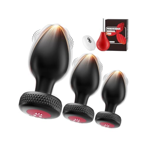 4 Teiliges Analplug Set mit Vibrationen in Voller Größe, Analvibratoren Analplug# für Frauen Männer 10×3 Vibrationsmodi mit Fernbedienung, Prostata Stimulation Anal Plug Vibratorensets mit Analdusche