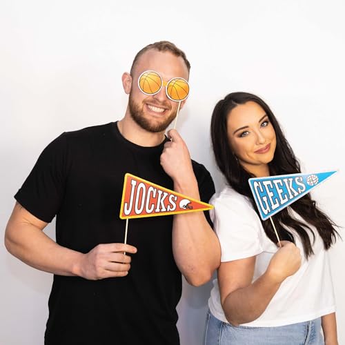 Class Reunion Photo Booth Props - 41-pc Photo Prop Kit with 8 x 10-Inch Sign, 60 Adhesive Pads, 45 Sticks - High School Reunion Decorations - School Photo Booth Props