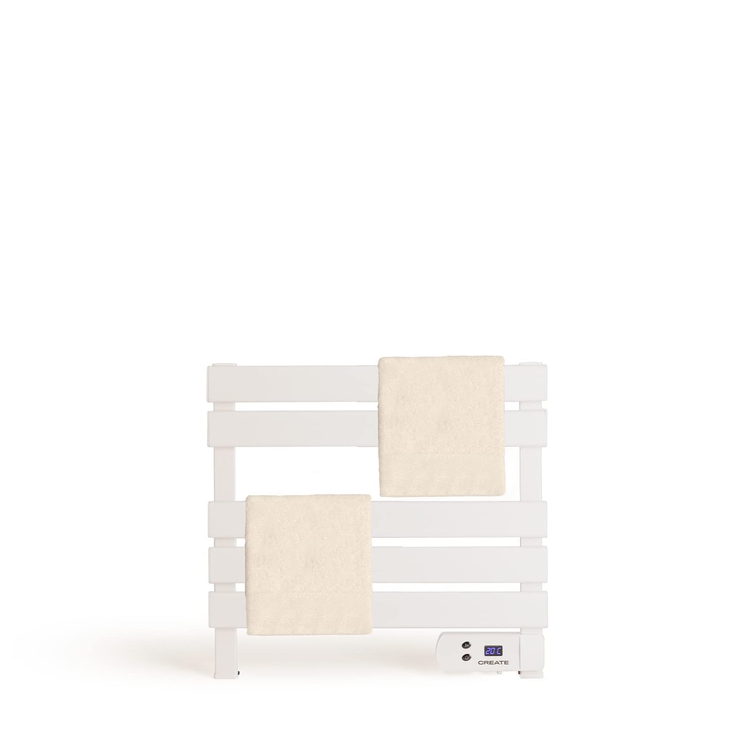 CREATE / Warm Towel Mini/Porte-Serviettes électrique sur Pied ou Mural Blanc sans Pieds / 52,3x8x55,8cm / Faible consommation, sèche-Serviettes, Silencieux, Ultra-Fin, 150 W