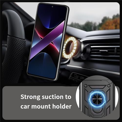 Image of Heavy Duty Back Case Cover for Honor 400 5G, Shockproof Honor 400 Back Cover, Ring Case with Kickstand and Camera Protection Shutter - Black