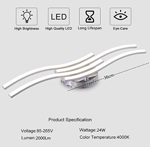 Goeco LED Ceiling Light, Elegant Curved Design Ceiling Lights, 4 Built-in LED Boards, 24W 2.000 Lumen, Neutral White Light 4000K, Modern Ceiling Fixture for Living Rooms and Bedrooms