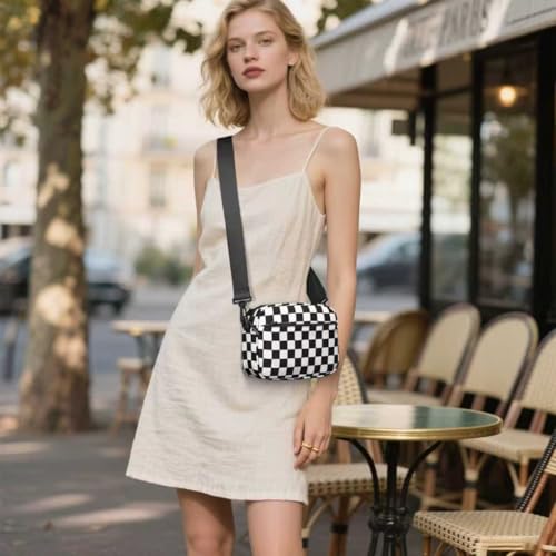 Checkered Crossbody Bag for Women Small Cute Purses Trendy Shoulder Handbags Wide Strap2