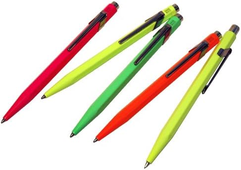 Caran d'Ache Metal Pen Fluorescent Green Shell with Blue Ink - Made in Switzerland