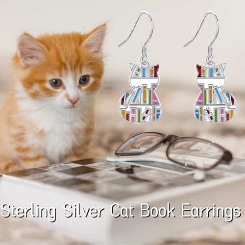 Cat Book/Hummingbird/Highland Cow/Wolf/Chicken Earrings Sterling Silver Animals Jewelry Gift for Women2