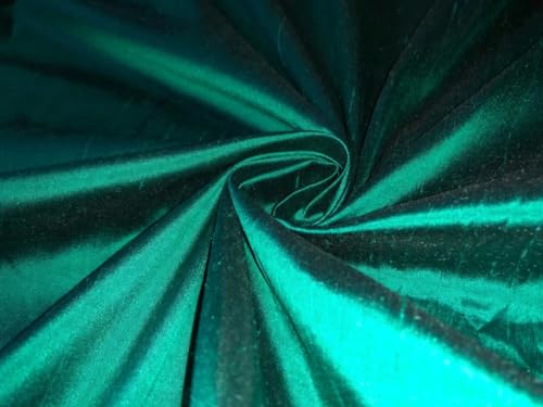 Tissu Dupion soie vert paon pour créer des vêtements volumineux