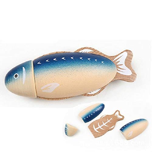 QIHANGSHIHUI Wooden Magnetic Vegetable Fruit Cutler Kitchen Toys Children Educational Toys, Style:Squid
