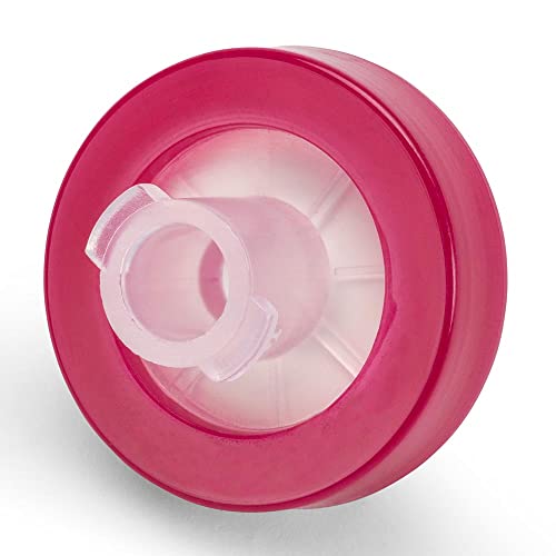 Globe Scientific SF-PVDF-4513-S Syringe Filter, PVDF Hydrophilic Membrane, 0.45µm Porosity, PP Housing, Sterile, Magenta, 13mm Diameter, Pack of 50
