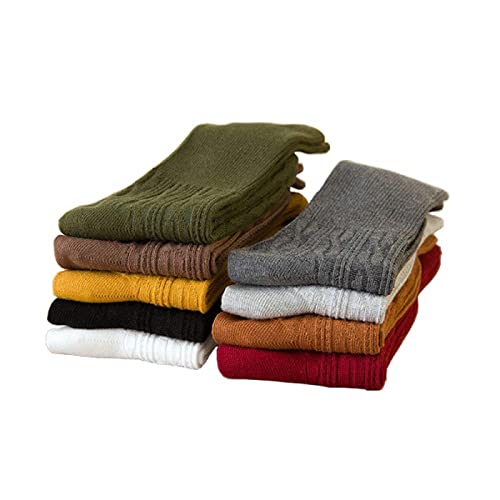 Sookiay 9 Pairs Women's Crew Socks Cotton Knit Soft Turn Cuff Socks