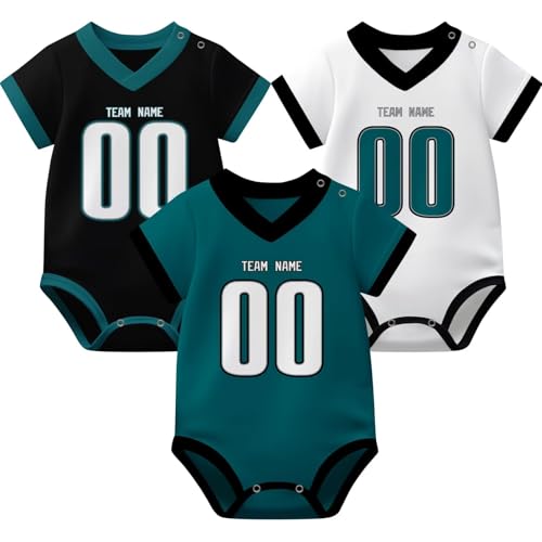 Image of KREDE Baby Clothes Unisex Bodysuit Jersey Style Custom Name Number for Baby Boys