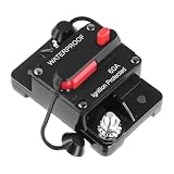 QWORK® Wyłącznik automatyczny 60 A z ręcznym resetowaniem 12 V-48 V DC, wodoodporny, inline, do silników trolingowych, samochodów, łodzi, ciężarówek