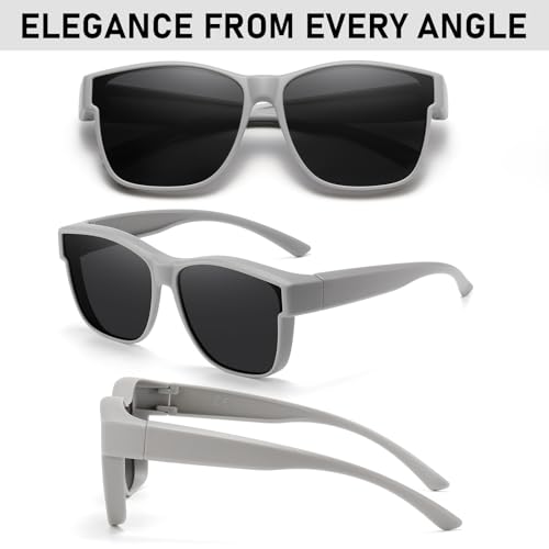 Image of GEGURI Polarized Sunglasses Fit Over Glasses for Men Women, Oversized Square Sun Glasses UV400 Protection Shades