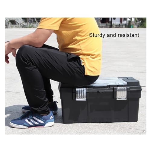 Tool organiser Multipurpose Storage Box Alloy Long Handle Toolbox Household Double Portable Plastic Hardware Tool (black)(Medium) - Image 5