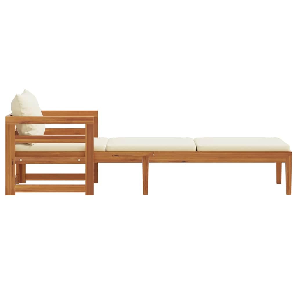 vidaXL Lettino Prendisole con Cuscini Bianco Crema in Acacia Massello