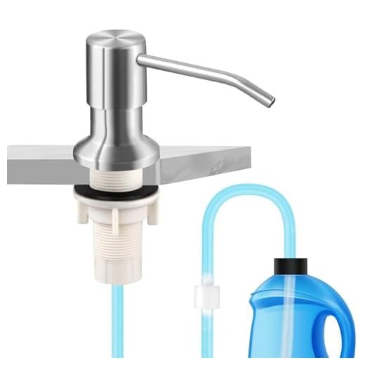 ydfagak Soap Dispenser for Kitchen Sink and Tube Kit(Brushed Nickel),47" Tube Connects Directly to Soap Bottle, No More Refills