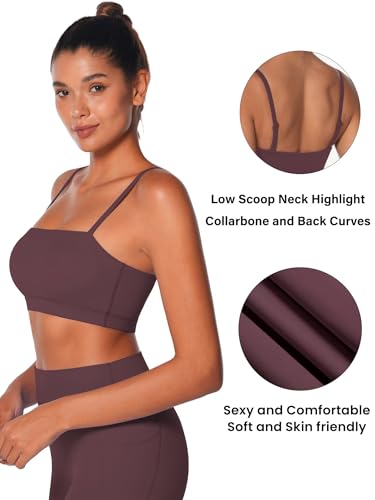 Image of Sunzel Adjustable Straps Sports Bra Padded Yoga Crop Top Light Support | Buttery Soft, Wireless, Adjustable Spaghetti Straps, Removable Pads, Bandeau Bra with Straps, Workout Gym Daily Wear