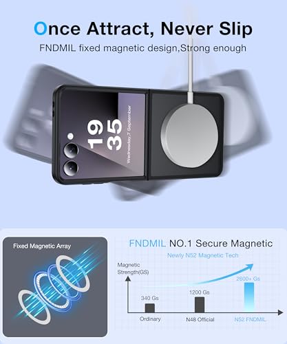 Image of Magnetic for Samsung Galaxy Z Flip 7 Case [Compatible with MagSafe][Anti-Fingerprint][Military Grade Drop Proof] Translucent Hard Back&Soft Silicone Bumper for Flip 7 Phone Case,Space Black