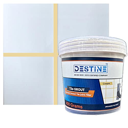 Image of DESTINE READY-TO-MIX inchTILE GROUT inch (16 COLOURS) (ALL PACKS: 100 Gm,250 Gm,400 Gm,800 Gm,1 Kg), Waterproof, Cement Based Tile Joint Filler, Crack Filler, Tiles Gap Filler (400 Gm, Cream)