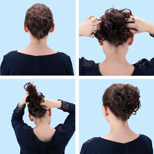 image for CAISHA Messy Scrunchie Bun Voluminous Wavy Hairpiece Heat-resistant Sy