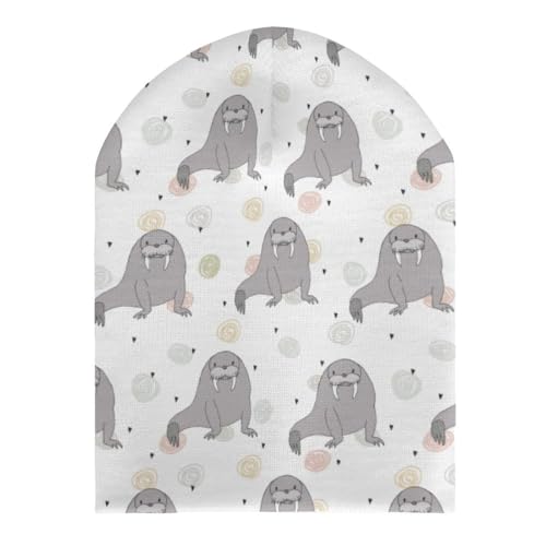 Seal and Walrus Pattern Kids Beanie Hat for for Girls Boys Children Cap Winter Knitted Chemo Cancer Headwear Accessories Gifts Decoration Black3