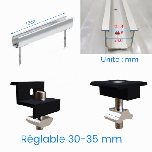 Kit support de panneau solaire noir anodisé, finition haut de gamme