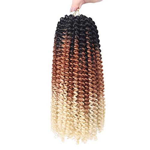 1 Pack Spring Twist Hair 12 Inch Ombre Colors Bomb Twist Crochet Braids Kanekalon Synthetic Hair Extensions (Black Brown Beige)