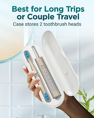 Elektrische Schallzahnbürsten für Erwachsene mit 8 Köpfen – Elektrische Zahnbürste mit Reiseetui, 5 Modi und IPX7, elektrische Ultraschall-Zahnbürsten für Familie, Reisen, mattes Gold – Bild 7