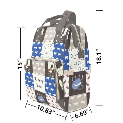 Image of Personalized Sweet Little Cow Girl Custom with Name Diaper Bag Backpack For Baby Boy Girl Dad Mom Unisex for Adult Daypack Holiday Gift