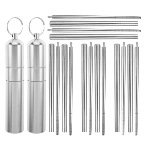 Palillos de acero inoxidable plegables juego de 2 cubiertos reutilizables de alta durabilidad 2