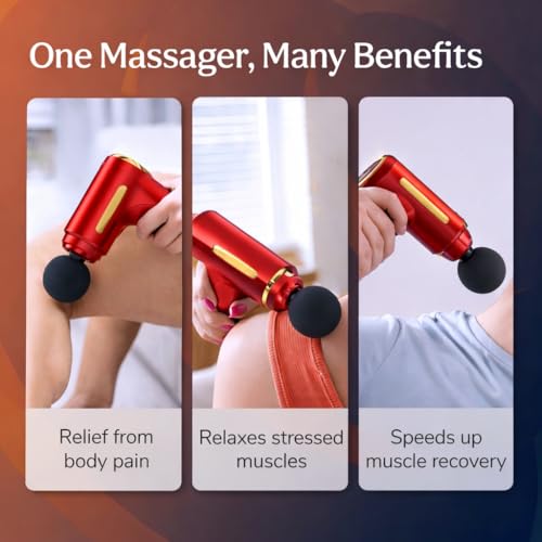 Image of SMAX Massage Gun for Pain Relief | Body Massager Machine for Back, Neck, Shoulder & Full Body | Deep Tissue Muscle Massager | Portable Cordless Electric Massage Gun with 4 Massage Heads | Type-C Rechargeable