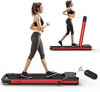 REDLIRO Under Desk Treadmill, 2 in 1 Motorized Portable Foldable Treadmill Compact Fold Up Walking Pad, Sturdy Folding Treadmill for Small Space with Remote Control, LED Display for Home & Office Use