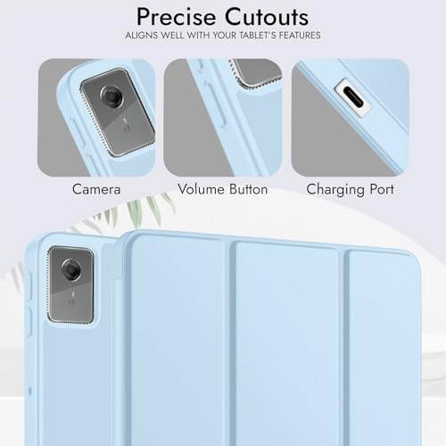 Image of Robustrion Cover for Lenovo Idea Tab Plus 12.1 inch Cover Case with [Pencil Holder], Trifold Cover Case for Lenovo Idea Tab Plus Tablet Cover [Auto Sleep Wake Support] - Light Blue