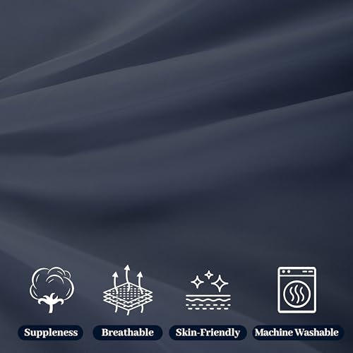 HBHLFZ Twin XL Flat Sheet - Ultra Soft Polyester Top Sheet - Hotel Quality Bed Sheets - Comfortable Wrinkle-Free - Easy to Care for - 1 Twin XL Flat Sheet Only(Twin XL,Navy Blue)