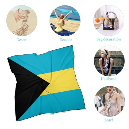 Bahamas Flag Classic Silk Scarf for Women Neck Hair Wrap Head Scarves for Sleeping Gift, 0ne size 5