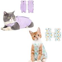 2PCS Cat Recovery Suit for Abdominal Wounds or Skin Diseases, Pink & Donut Cat Onesie for Cats After Surgery Female Kitten Recovery Suit, Breathable E-Collar Alternative for Cats After Spay Anti