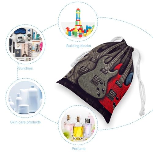Drawstring Storage Bag Sports Cinch Sack Guitar Pattern Gym String Bags for Travel Swimming Beach3