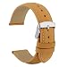 WOCCI 22mm Light Brown Vintage Leather Watch Band with Silver Pin Buckle Replacement Strap(Contrasting Seam)