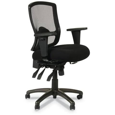 Alera ALEET4017 Etros Series 17.16 in. to 20.86 in. Seat Height Mesh Mid-Back Petite Multifunction Chair - Black Cover